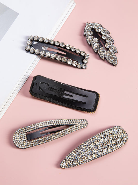 5pcs Elegant High-End Rhinestone Hair Clips, Suitable For Daily, Party, And Photography, Hair Accessories, Head Accesssories