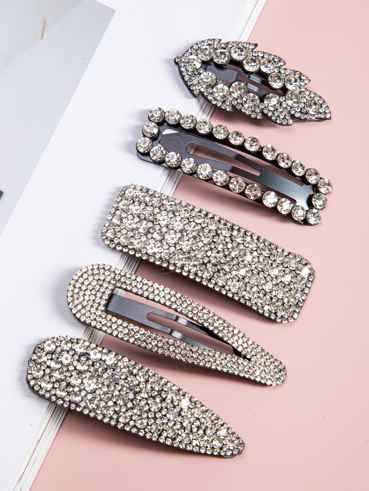 5pcs Elegant High-End Rhinestone Hair Clips, Suitable For Daily, Party, And Photography, Hair Accessories, Head Accesssories