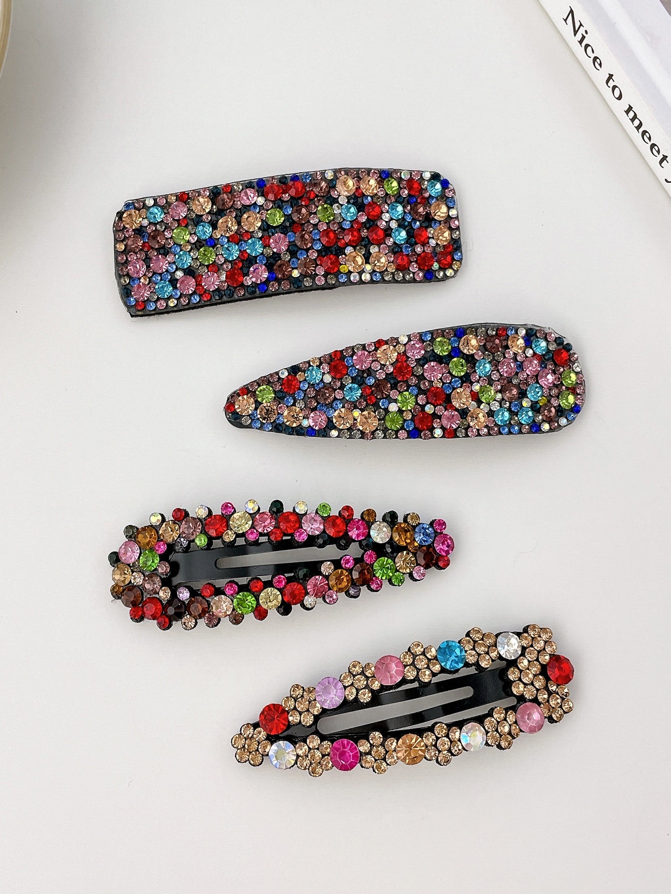 4pcs Multicolor Women's Heavy Duty Rhinestone Hair Clips Suitable For Daily And Festival Usage Royal Claw Clips Hair Claws Hair Barrettes, School Stuff, Looks Of Party, Hair Accessories, Head Accesssories