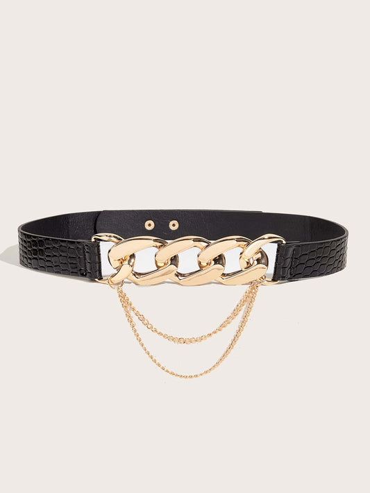 Street 1pc Women Chain Decor Fashionable Belt, For Daily Decoration Halloween Summer, School Fall, Autumn, Halloween