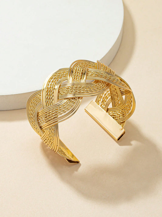 1pc Elegant Luxury Style Open Bangle Bracelet With Wave Design in Color, Perfect For Holiday Gift