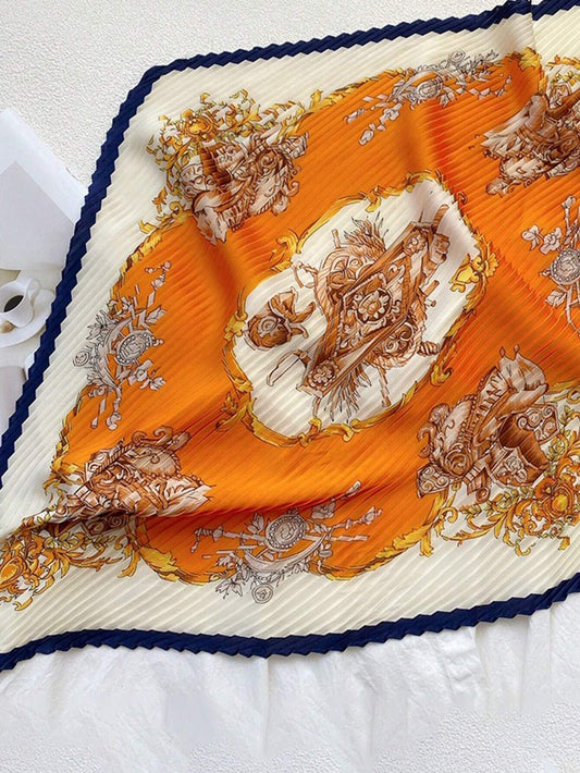 1 pieza Pañuelo estampado de primavera para mujer, para cuello, cabello o accesorio de bolso, adecuado para uso diario