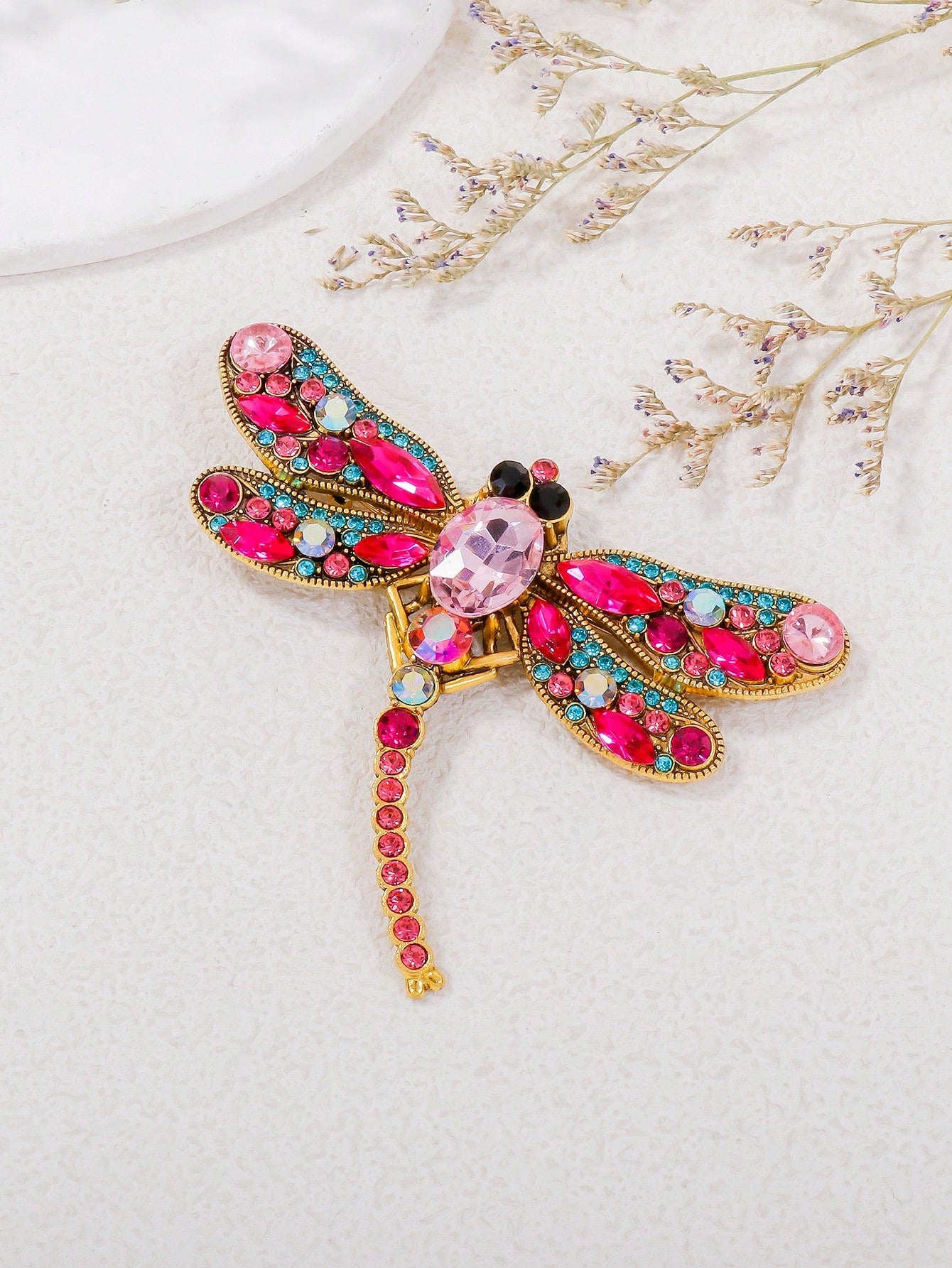 juran 1pc Elegant Purple Rhinestone Dragonfly Brooch