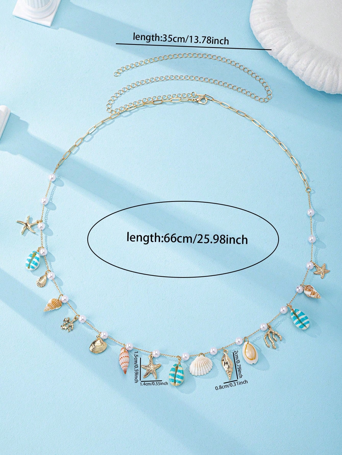 1 Pc Summer Beach Sea Elements Shell Starfish Charm Waist Chain, Marine Themed Coral Decor Belly Chain, Bohemia Boho Body Chain Suitable For Beachy Travel, Party, Bikini Outfit, Vacation Accessories