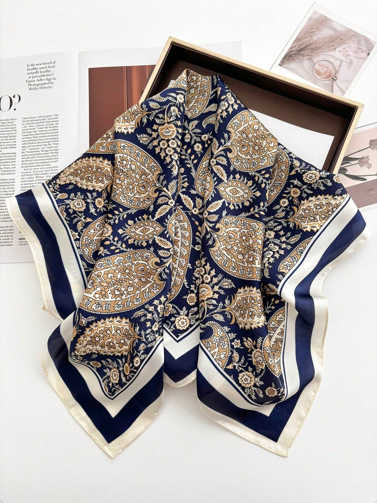 1pc Square Silk Scarf, Women's Satin Printed Headband, Neckerchief, Headwrap, Fashion Ladies Shawl, Scarf