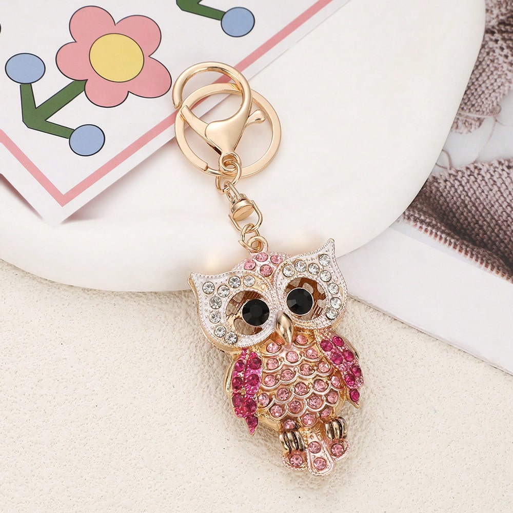 1 Piece, Sparkling Rhinestone Owl Pendant, Creative Bag Charm, Perfect As A Small Gift For Your Boyfriend/Girlfriend/Best Friend/Colleague/Birthday.