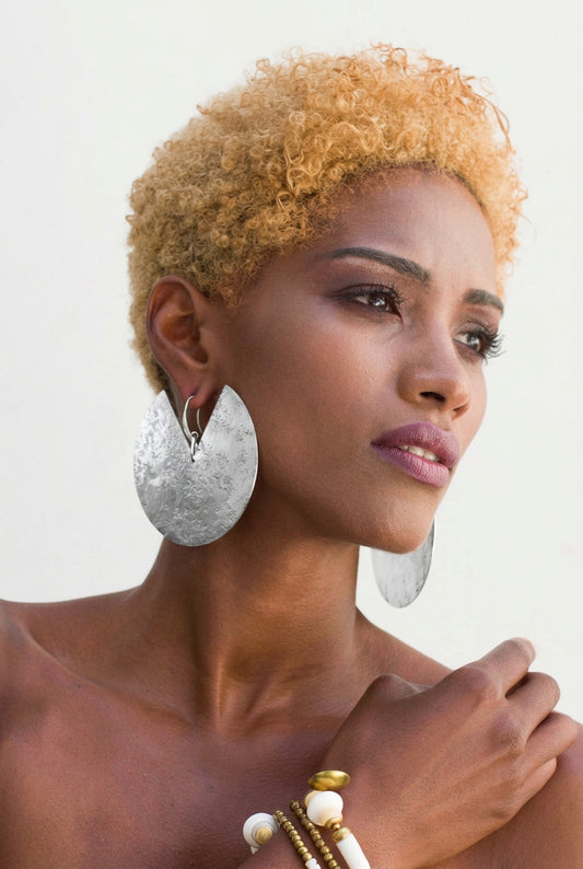 Pendientes de estilo bohemio inspirados en África, joyas, pendientes grandes de aleación de zinc martillados