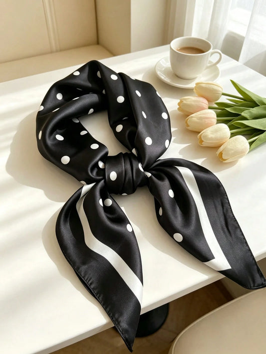1pc 70cm Square Silk Scarf, Women's Satin Printed Headscarf, Hairband, Fashion Women's Hair Scarf, Shawl, Scarf, Women's Scarf, Multi-Functional Item
