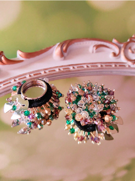 1Pc Elegant Floral Button Decor, Shirt Button Cover Clip-On Button, Crystal Cufflink Decor