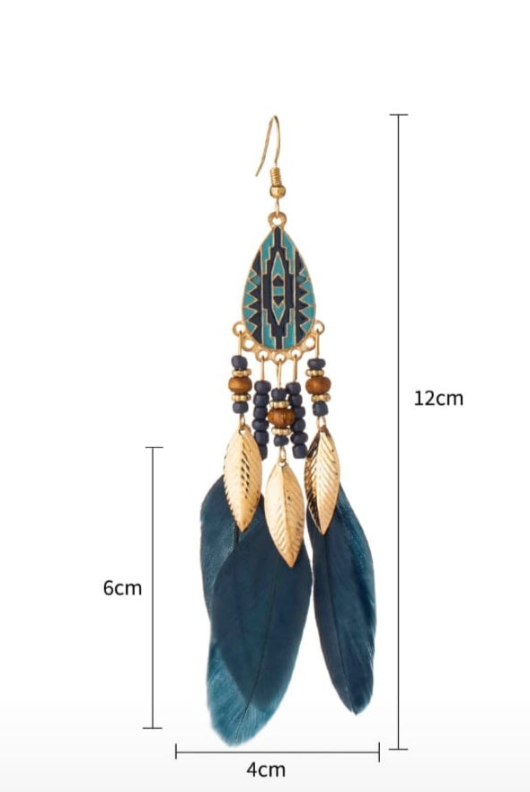 SHEIN 1PAIR VINTAGE FEATHER PENDANT EARRIN