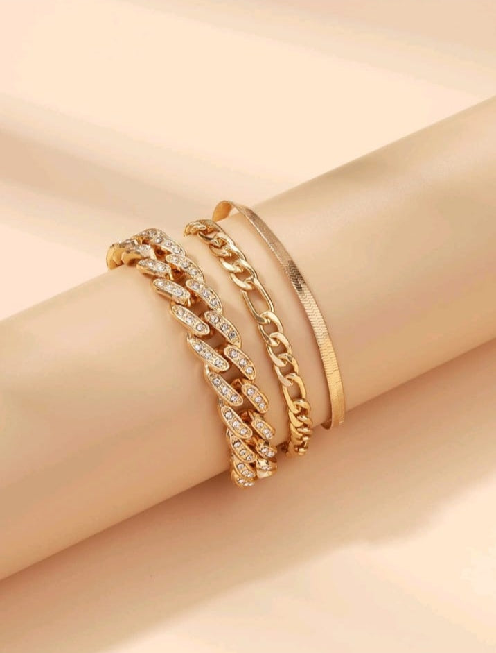 SHEIN 3 PCS RHINESTONE DECOR ANKLET