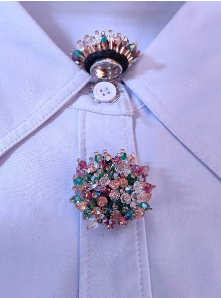 1Pc Elegant Floral Button Decor, Shirt Button Cover Clip-On Button, Crystal Cufflink Decor
