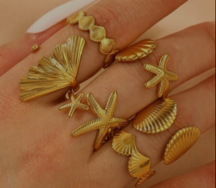 Shein 6-Piece/Set Stainless Steel Nautical Chain Rings