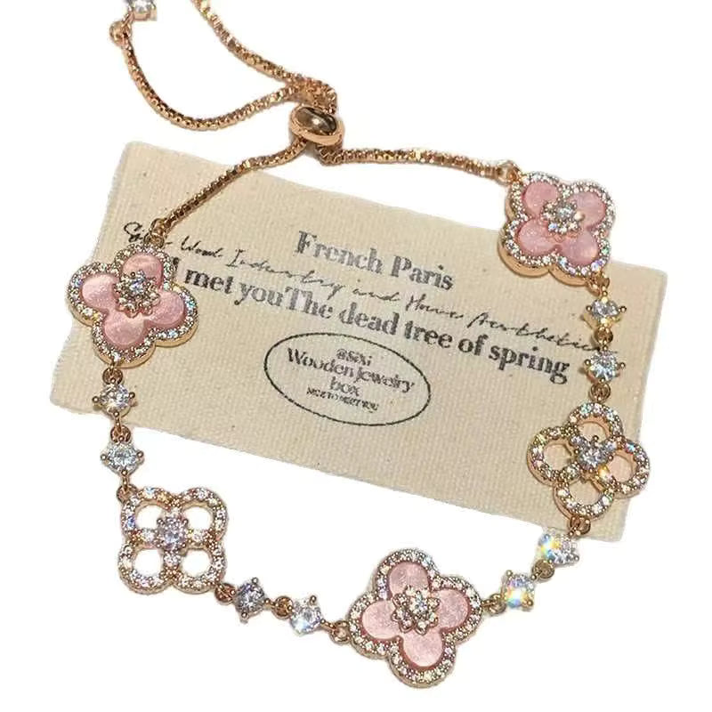 Shein 1pc Luxury Zirconia Flower Delicate New Bracelet