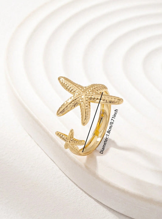 1pc Gold Starfish Ring (For Women), Summer Beach Style