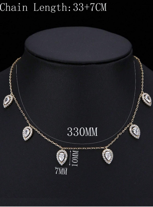 SHEIN 1pc Silver-Color Water Drop Pendant Necklace
