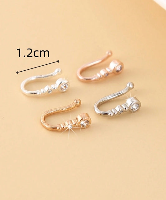 4pcs Simple Hiphop Zirconia U-Shaped Nose Rings