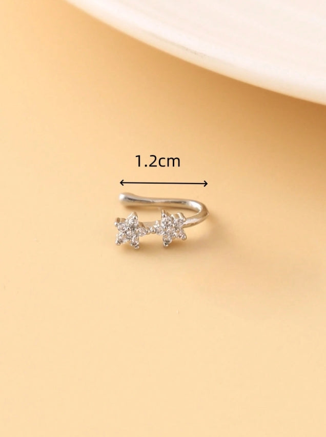 SHEIN 1pc Fashion Flower Nose Clip, No Piercing Nose Stud Embedded With Artificial Zirconia