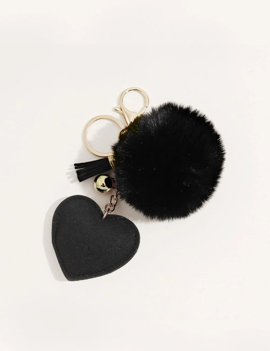 SHEIN 1pc Women Rhinestone-Studded Korean Solid Color Heart-Shaped Keychain With Love, Ball