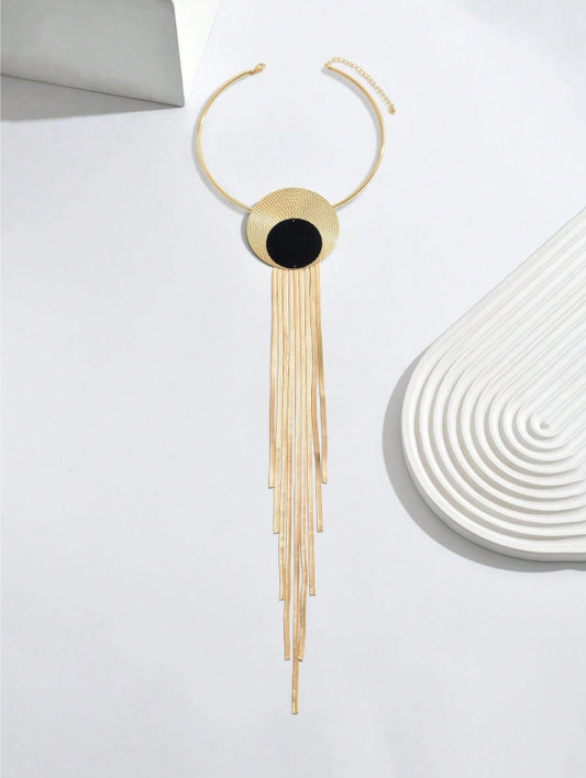 SHEIN 1pc New Creative Spliced Tassel Long Snake Chain Necklace