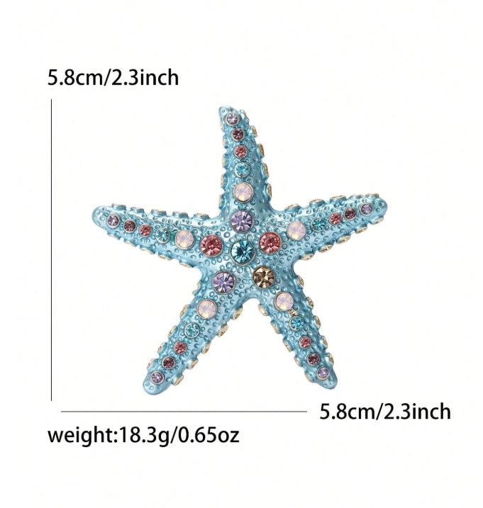 Rhinestone Starfish Brooches -