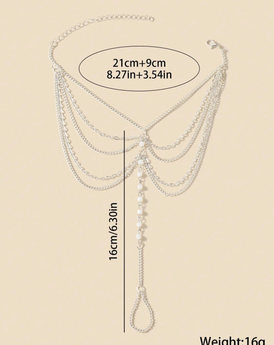 Shein 1 Pcs Women's European & American Style Metallic Gradient Anklet