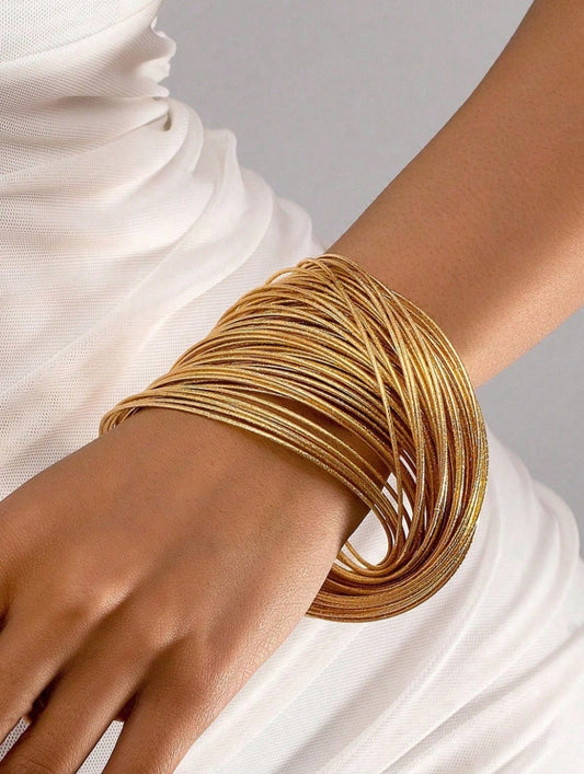 Women's Wrapped Matte Gold Color Ring Bracele