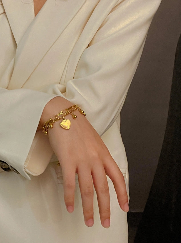 SHEIN Heart Charm Layered Bracelet