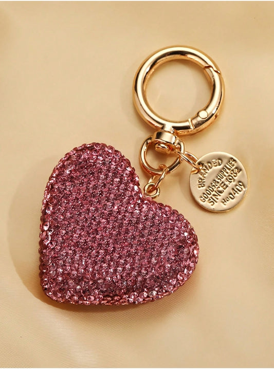 SHEIN 1pc New Fashion Valentine's Day Fully Rhinestoned Heart-Shaped Keychain