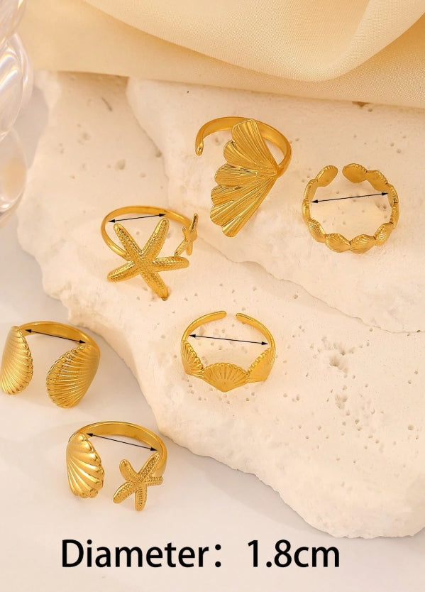 Shein 6-Piece/Set Stainless Steel Nautical Chain Rings