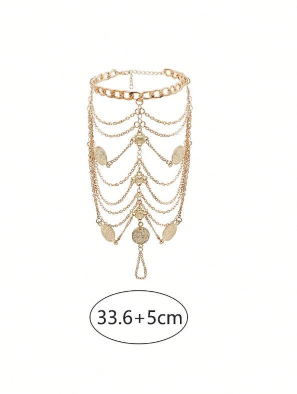 SHEIN 1pc Tassel Multi Layer Foot Chain For Women's Exotic Style Anklet