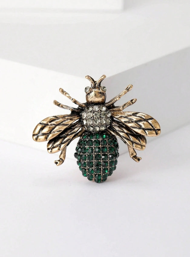 Vintage Enamel Rhinestone Bee Brooches -
