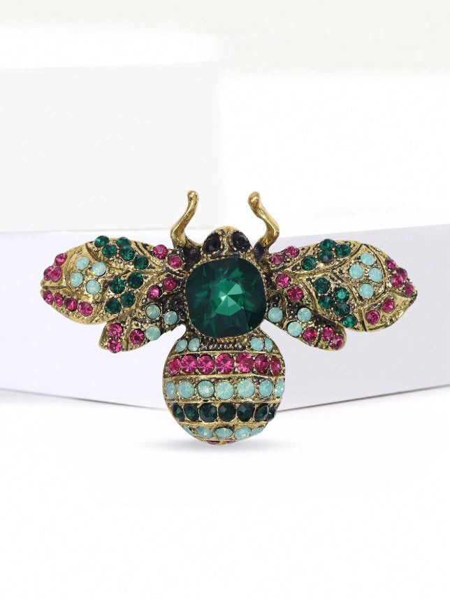 Vintage Enamel Rhinestone Bee Brooches -