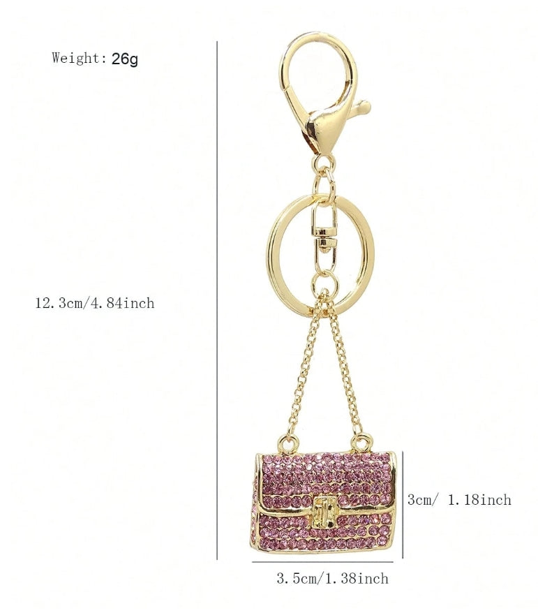 SHEIN1pc Fashionable Handbag Accessory For Women, Metallic 3D Keychain Studded With Rhinestones