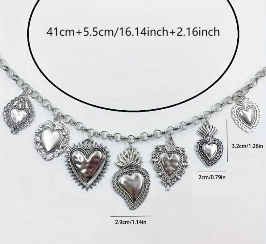 SHEIN 1pc Vintage Exaggerated Heart Pendant Necklace