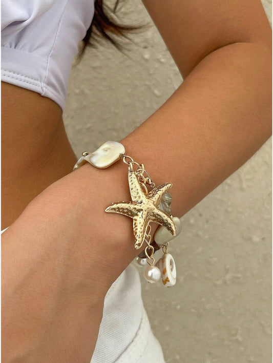 SHEIN Bohemian Style Vintage Ocean Element Luxury Beaded Bracelet