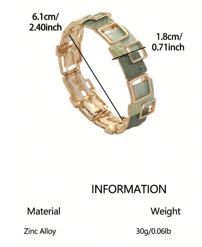 Shein Green Geometric Patchwork Bracelet