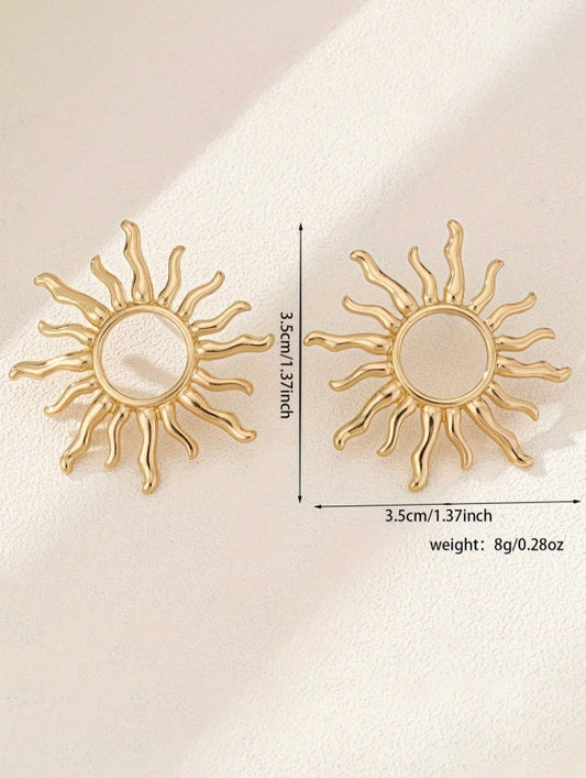 1 Pair Fashion Elegant Personalized Sunflower Stud Earrings, For Women