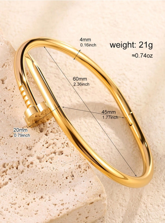 SHEIN 3pcs/Set Open Bangle Bracelets, Made Of 18K Gold Plated Copper With Zirconia