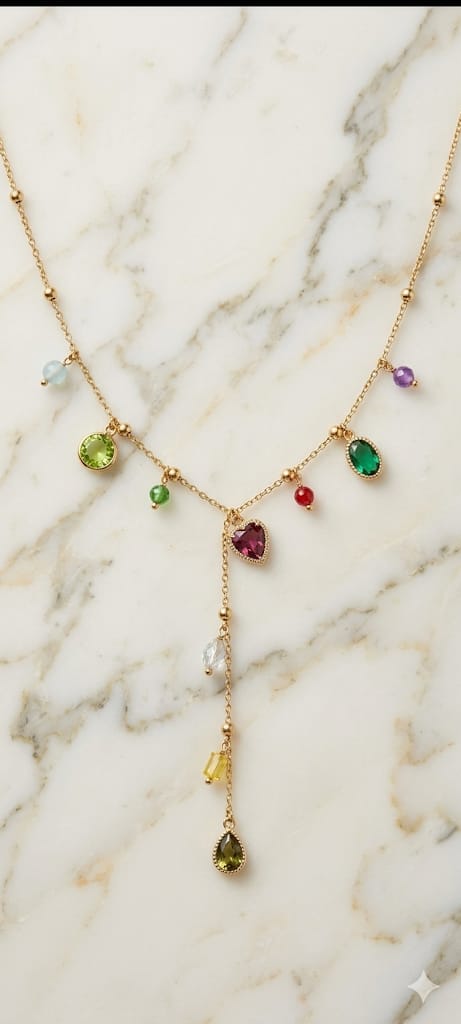 SHEIN 1PC ELEGANT FASHION DOPAMINE HEART COLORFUL TEARDROP PENDANT Y-NECKLACE