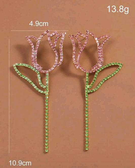 1 Pair Silver Hollow Rose Flower Earrings,