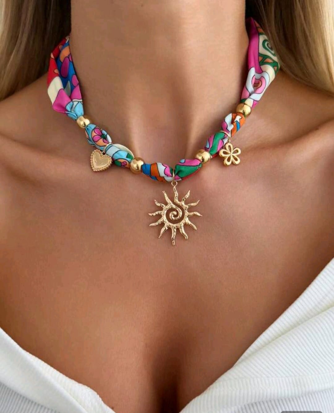 1pc Bohemian Vacation Style Multi-Element Geometric Pendant Necklace