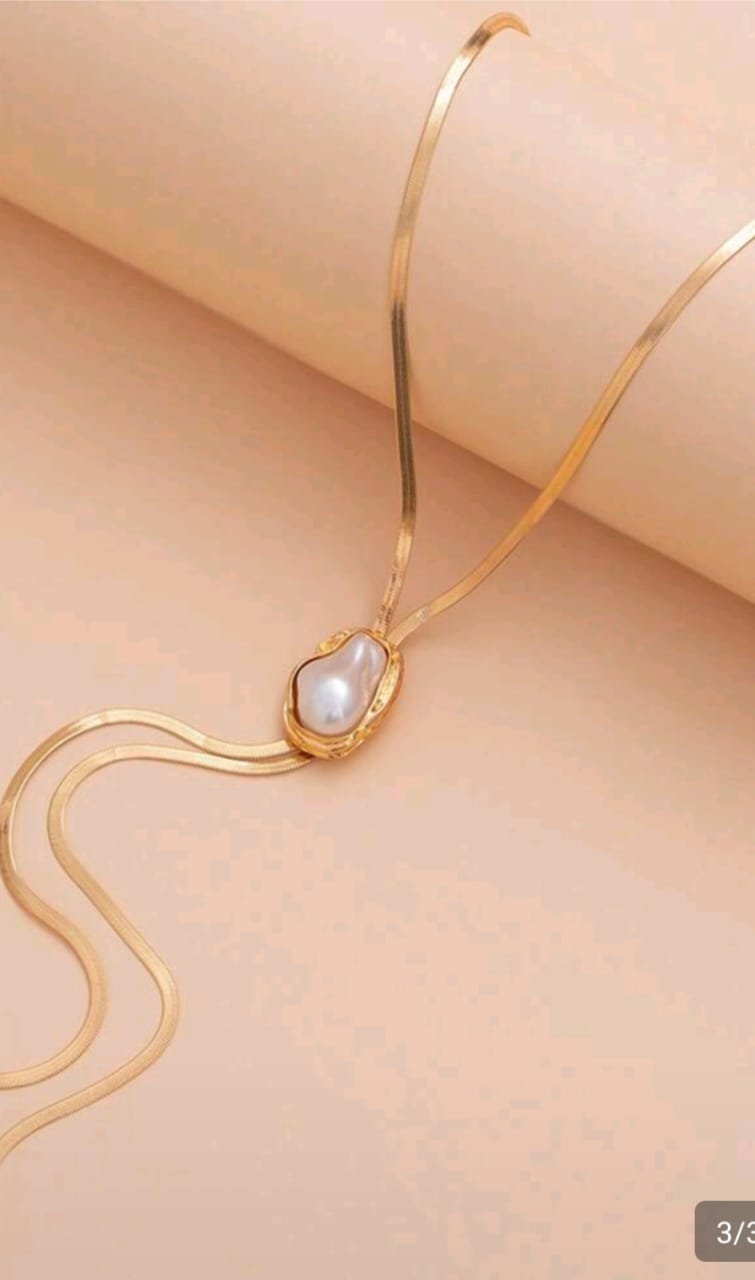 1pc 18K Gold Plated Stainless Steel Minimalist Elegant Luxury Snake Bone Chain Y-Necklace