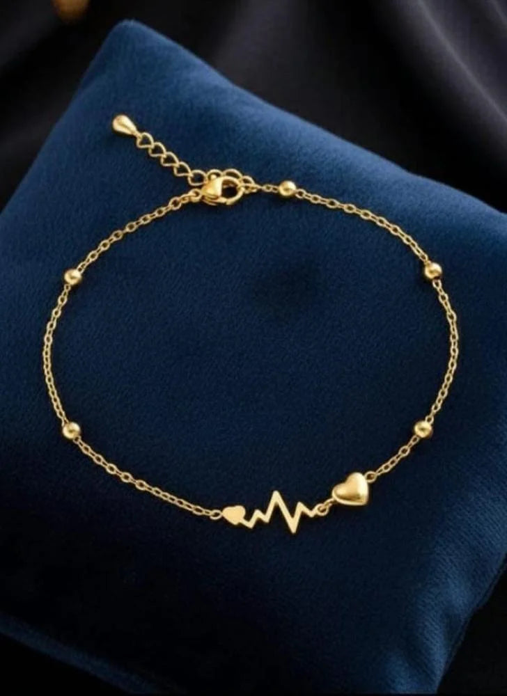 Shein Stainless Steel Heart Electrocardiogram Anklets