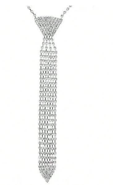 1pc Rhinestone Sparkling Tie, Fashion Arrow Shaped Tie For Wedding Dress