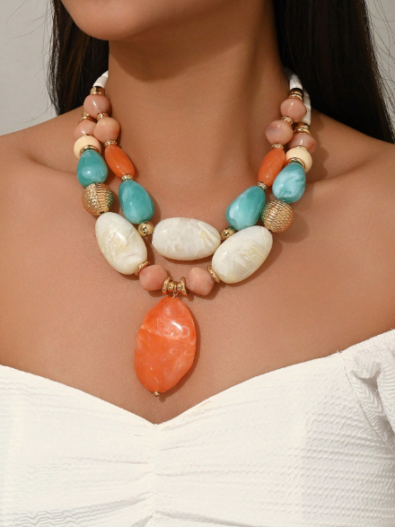 1pc Or More Fashionable Elegant Bohemian Multi-Color Plastic Handmade DIY Beaded Large