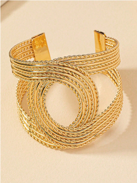 1pc Fashionable Metal Open C-Shape Bracelet For Women