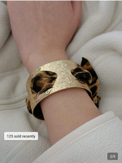 SHEIN  1 PC ELEGANT NICHE LEOPARD PRINT SILK SCARF BRACELET