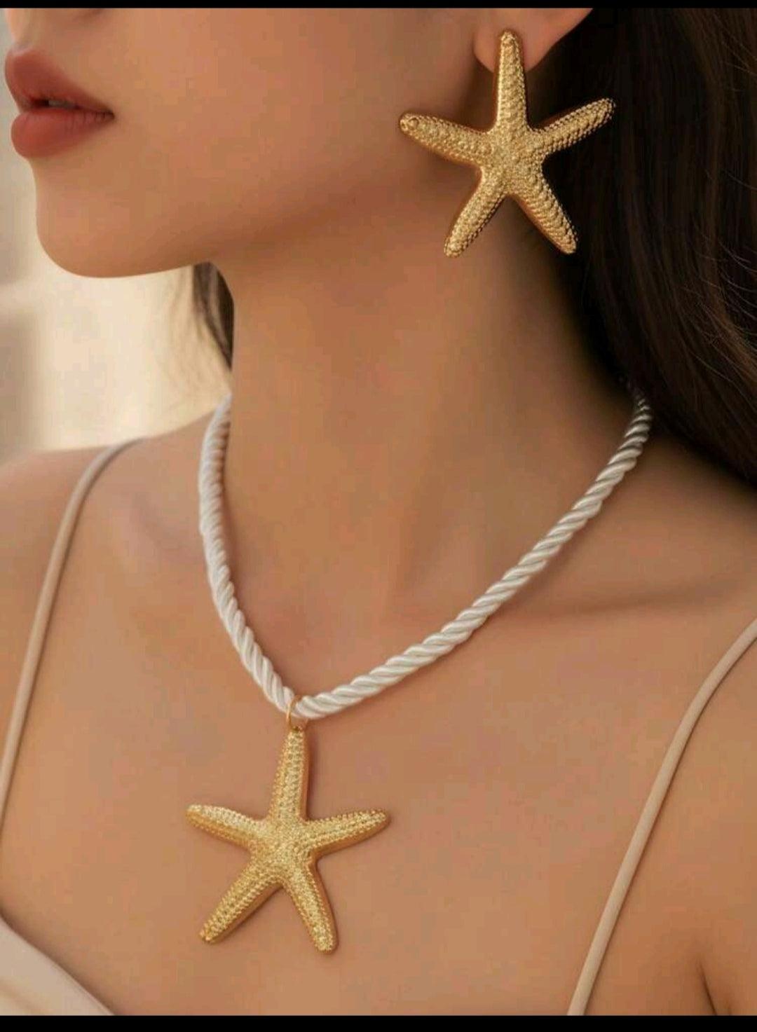 SHEIN 1 SET OF 3 Pieces Fashion Starfish Pendant Necklace Marine Style