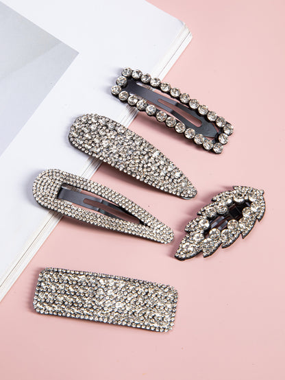 5pcs Elegant High-End Rhinestone Hair Clips, Suitable For Daily, Party, And Photography, Hair Accessories, Head Accesssories